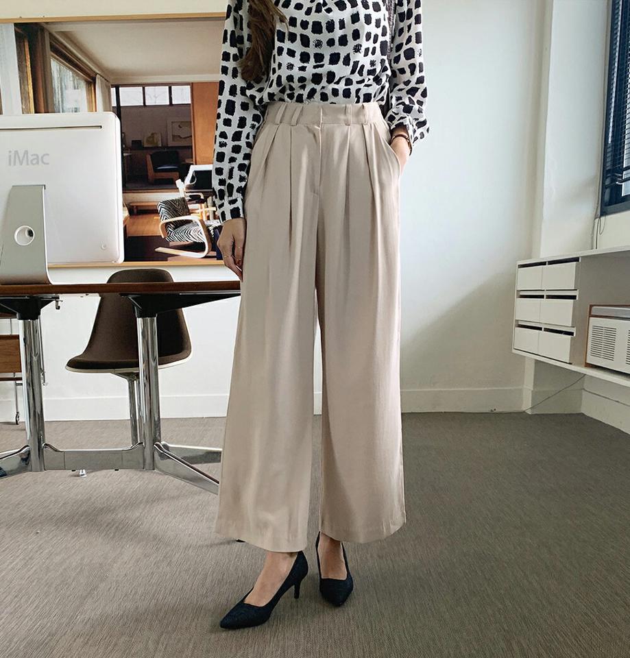 バックゴムワイドパンツ・全3色・t70138 レディース 【pt】 ボトムス ロング ロングパンツ ベーシック ワイド ルーズ 体型カーバー 足長 着痩せ スリム ストレート オフィスカジュアル 春 秋 韓国 ファッション ハイホリHIHOLLI