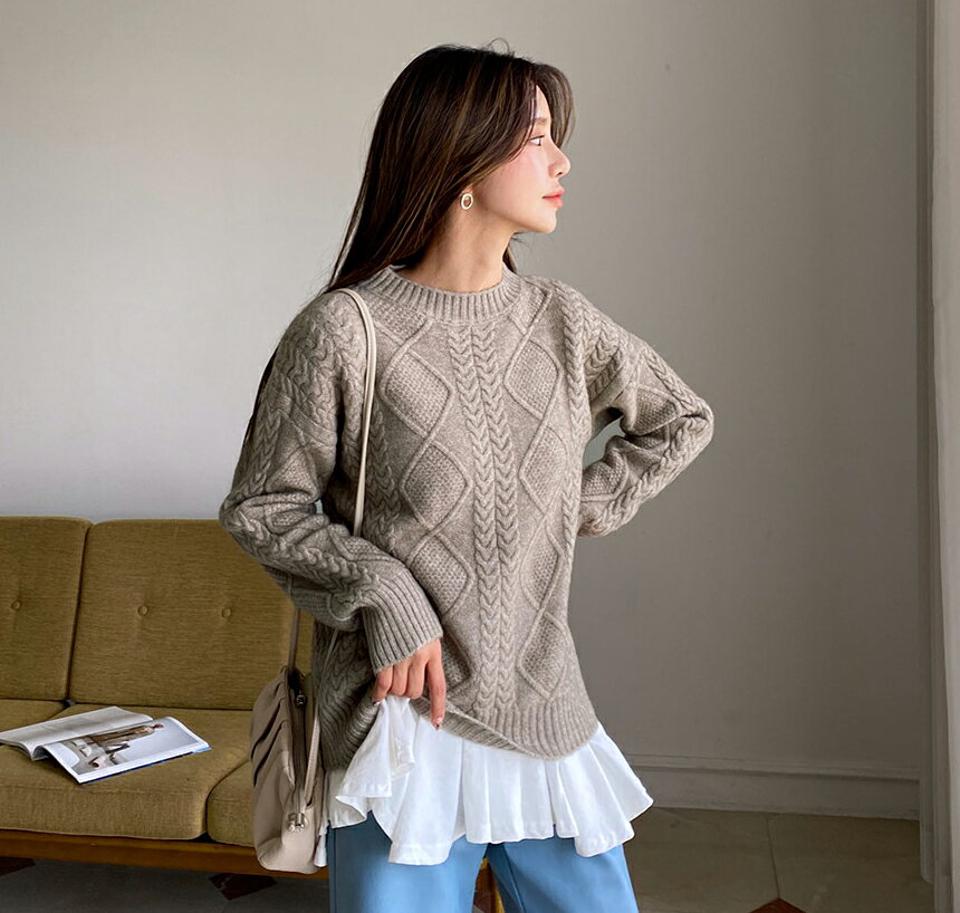 即日配送 ツイストラウンドニット・全4色・t62806 レディース 【tops】韓国ファッション トップス ニット スリーブレス 大人 ノースリーブ ハーフネック 長袖 ボレロ セット シンプル 体型カーバー 細身 フェミニン 上品 秋 春