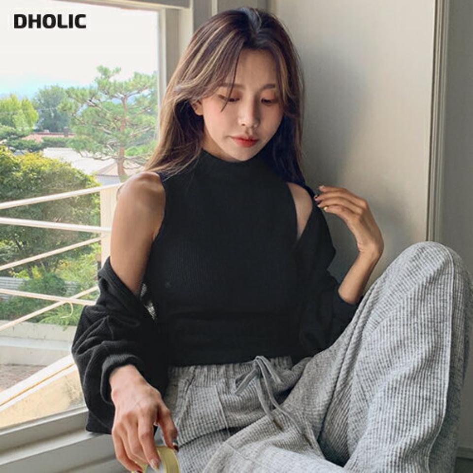 ハーフネックノースリーブ&ボレロSET・全4色・t62807 レディース 【tops】韓国ファッション トップス ニット 大人 長袖 ラウンドネック ツイスト シンプル カジュアル ルーズ ガーリー 体型カバー フェミニン 上品 デイリー 秋 春