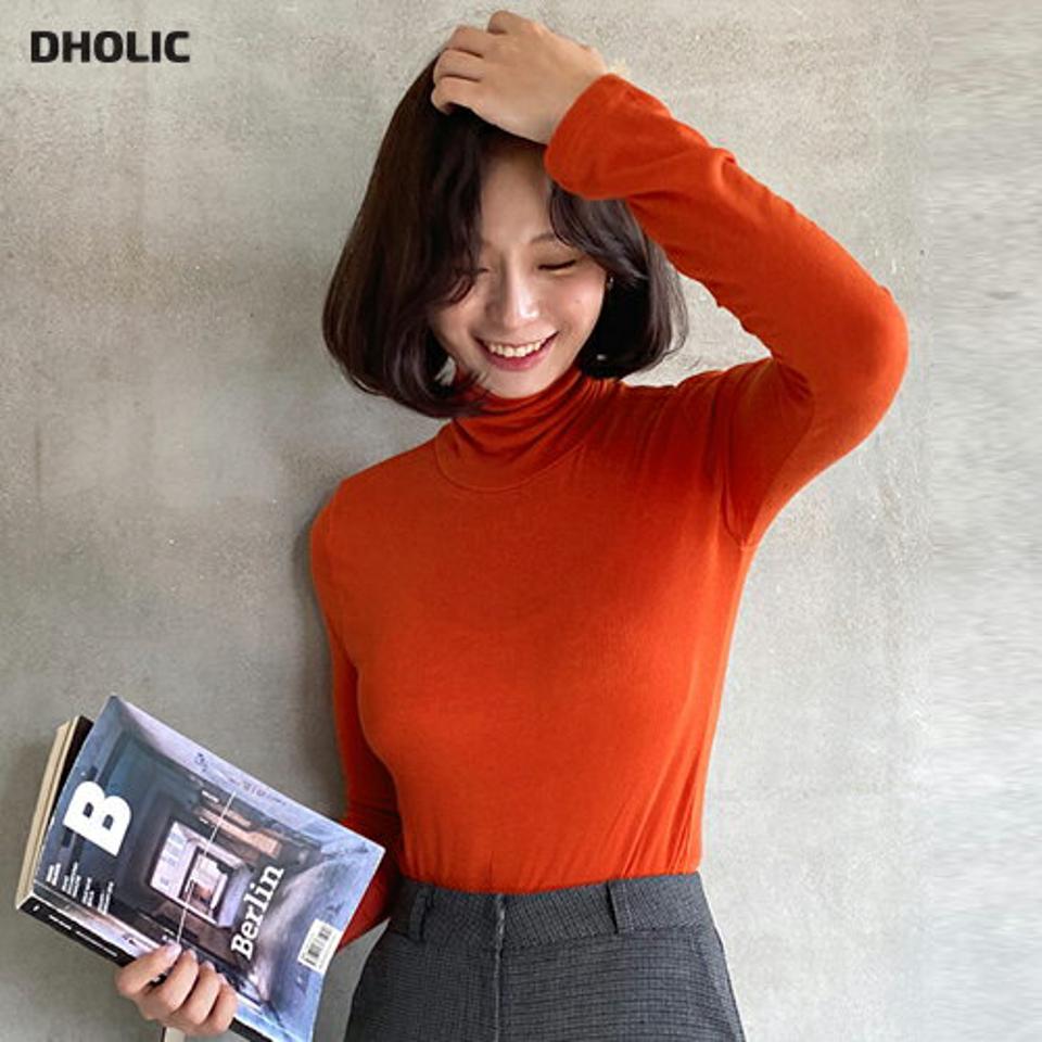 タートルネックTシャツ・全5色・t62798 レディース 【tops】韓国ファッション トップス Tシャツ 大人 長袖 タートルネック ベーシック 無地 シンプル カジュアル スリム ガーリー 体型カーバー フェミニン 上品 デイリー 秋 春
