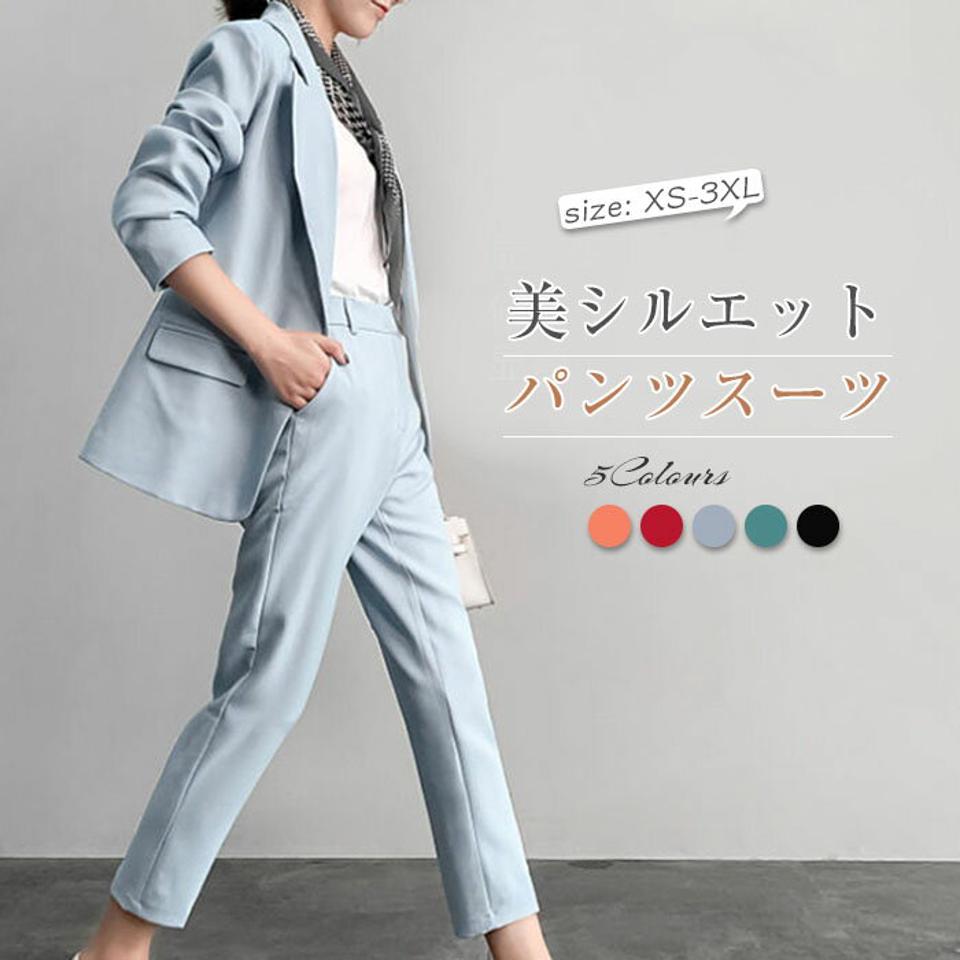 【送料無料】セットアップ 2点セット パンツスーツ レディース スーツ 上下セット フォーマル ワイドパンツ ロングパンツ ジャケット パンツドレス 長袖 エレガント 通勤 OL 女性らしい 30代 40代 50代 大きいサイズ 体型カバー 着痩せ
