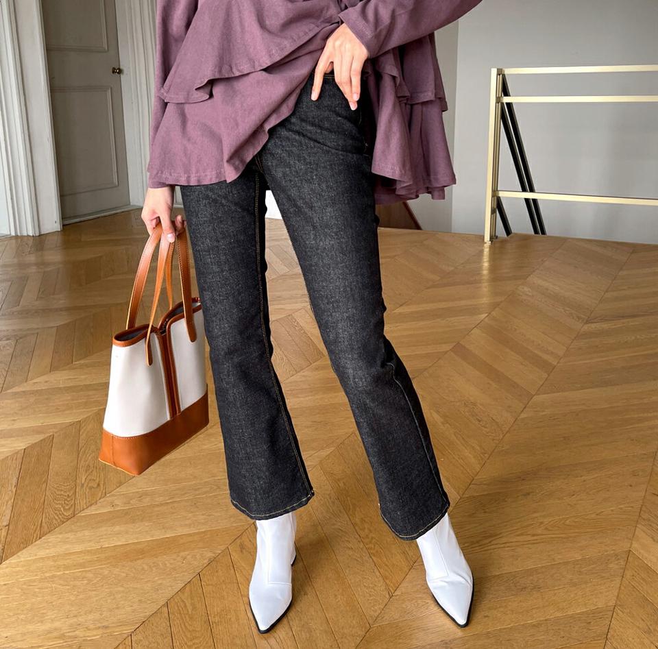 ノンフェイドフレアデニムパンツ・全1色・t65124 レディース 【pt】韓国ファッション ボトムス パンツ ロング ロングパンツ デニムパンツ デニム ノンフェイド フレア美脚 ルーズ ポケット 細身 足長 体型カバー カジュアル 春 秋 NIJU