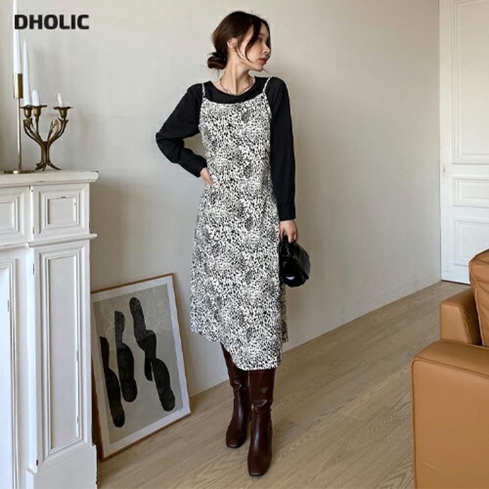 レオパードキャミソールワンピース・全2色・b00342 レディース 【ops】 ワンピース ロング ロングワンピース レオパード パターン スリーブレス 体型カバー キャミソール フェミニン キャミワンピース 春 秋 韓国 ファッション ハイホリHIHOLLI