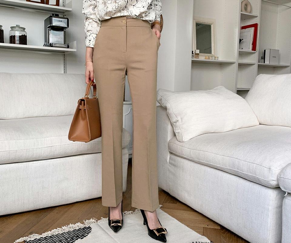 セミフレアスラックスパンツ・全3色・t00353 レディース 【pt】 ボトムス ロング ロングパンツ セミフレア スラックス ベーシック 体型カバー 足長 着痩せ スリム フレア オフィスカジュアル 春 秋 韓国ファッション ハイホリHIHOLLI