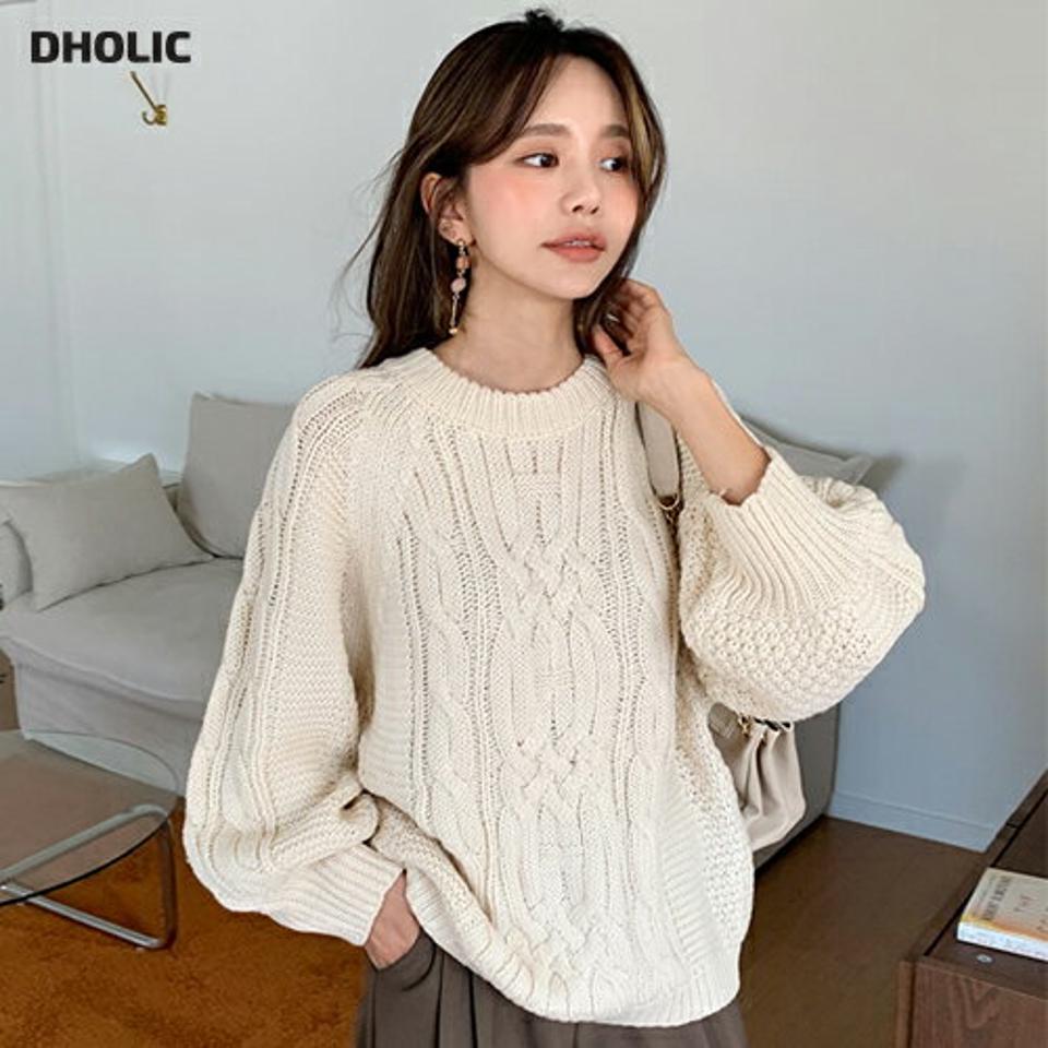 ≪人気商品再入荷≫ケーブルロングニット・全2色・b58153 レディース 【tops】韓国ファッション トップス ニット 大人 長袖 ラウンドネック ケーブル編み ワイド ロングニット シンプル カジュアル ルーズ ガーリー 体型カバー フェミニン 上品 秋 春