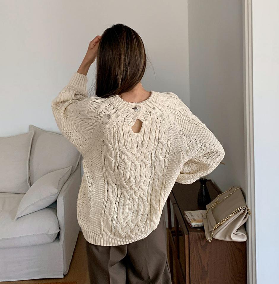 ≪人気商品再入荷≫ケーブルロングニット・全2色・b58153 レディース 【tops】韓国ファッション トップス ニット 大人 長袖 ラウンドネック ケーブル編み ワイド ロングニット シンプル カジュアル ルーズ ガーリー 体型カバー フェミニン 上品 秋 春