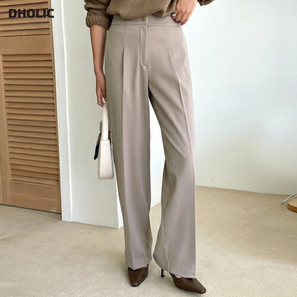 タックストレートスラックス・全3色・b58162 レディース 【pt】韓国ファッション ボトムス ロング ロングパンツ スラックスパンツ スラックス タック ストレート ワイド 無地 オフィスカジュアル デイリー 美脚 フェミニン 秋 春
