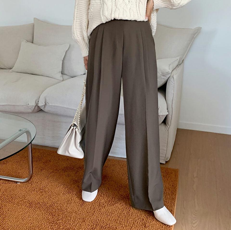 ツータックワイドスラックス・全3色・t58163 レディース 【pt】韓国ファッション ボトムス ロング ロングパンツ スラックスパンツ スラックス ツータック ワイド 無地 体型カバー オフィスカジュアル デイリー 足長 美脚 フェミニン 秋 春