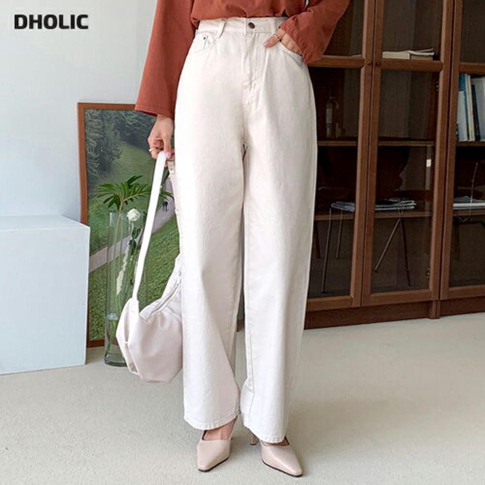 コットンワイドパンツ・全4色・t58165 レディース 【pt】韓国ファッション ボトムス ロング ロングパンツ ワイドパンツ コットン ワイド ボタン ポケット カジュアル デイリー 足長 美脚 フェミニン ガーリー 無地 秋 春