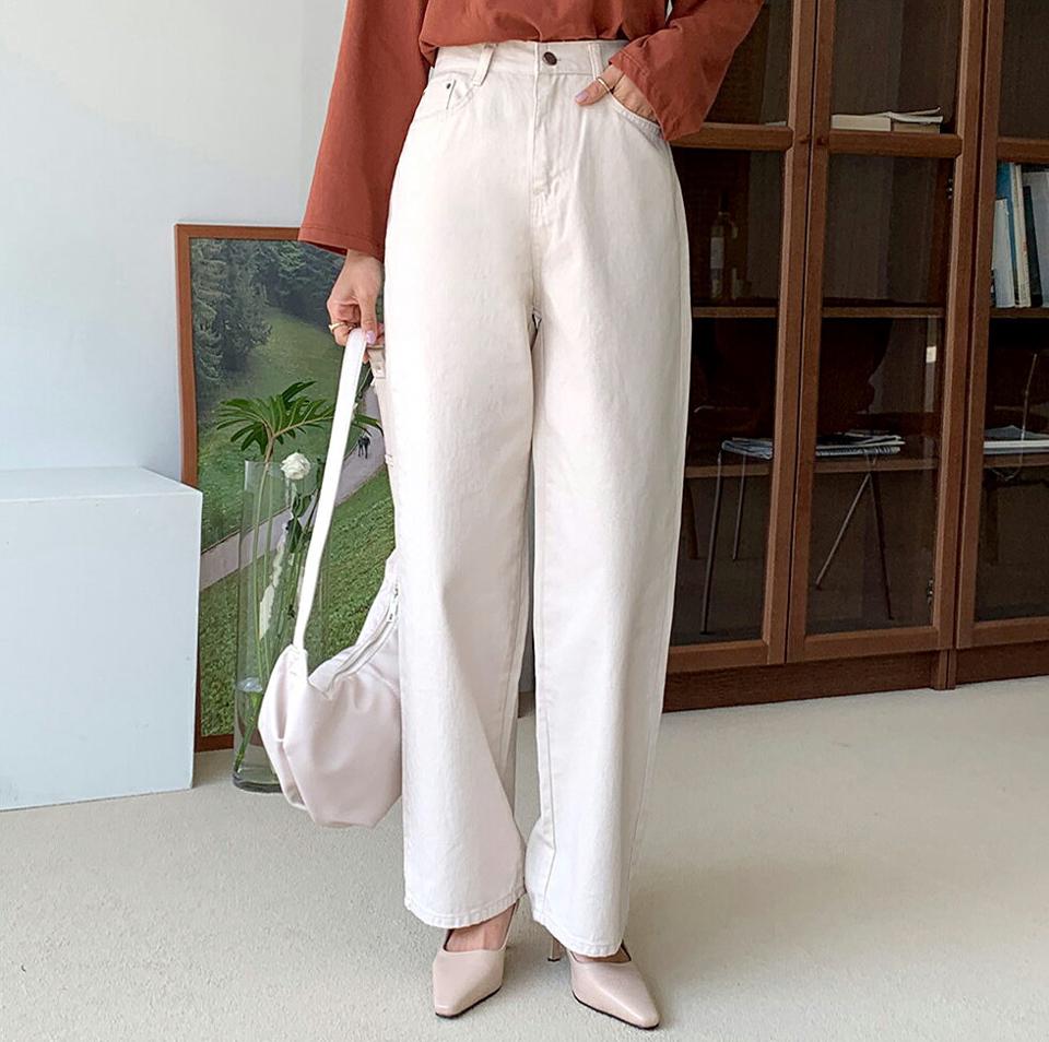 コットンワイドパンツ・全4色・t58165 レディース 【pt】韓国ファッション ボトムス ロング ロングパンツ ワイドパンツ コットン ワイド ボタン ポケット カジュアル デイリー 足長 美脚 フェミニン ガーリー 無地 秋 春