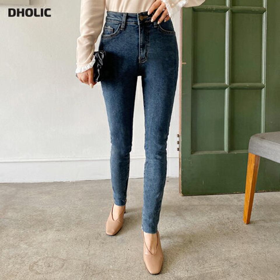 カットオフスキニーデニムパンツ・全2色・t65131 レディース 【pt】韓国ファッション ボトムス パンツ ロング ロングパンツ デニムパンツ デニム カットオフ スキニー 美脚 スリム ポケット 細身 足長 体型カバー カジュアル 春 秋 NIJU