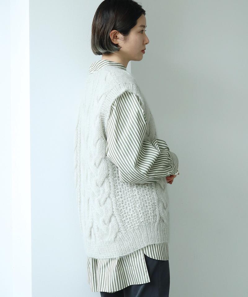 〇モヘヤケーブルハンドニットベスト（cardo fabrica）