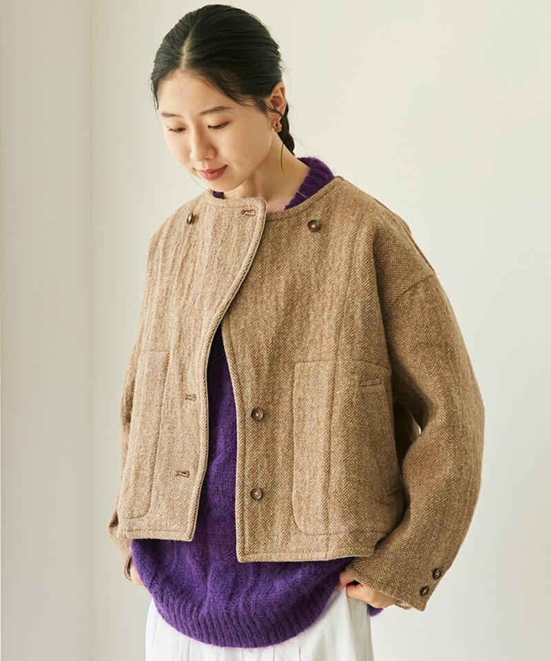 ●〇へリンボンダブルフェイス リバーシブルショートジャケット（cardo fabrica）