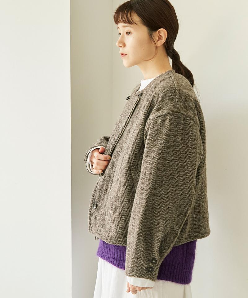 ●〇へリンボンダブルフェイス リバーシブルショートジャケット（cardo fabrica）