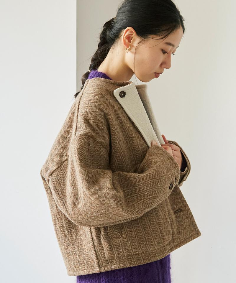 ●〇へリンボンダブルフェイス リバーシブルショートジャケット（cardo fabrica）