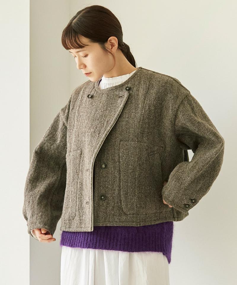 ●〇へリンボンダブルフェイス リバーシブルショートジャケット（cardo fabrica）