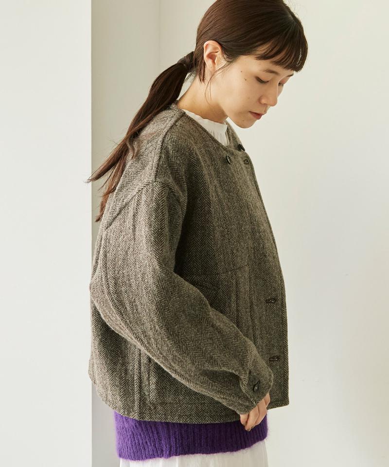 ●〇へリンボンダブルフェイス リバーシブルショートジャケット（cardo fabrica）