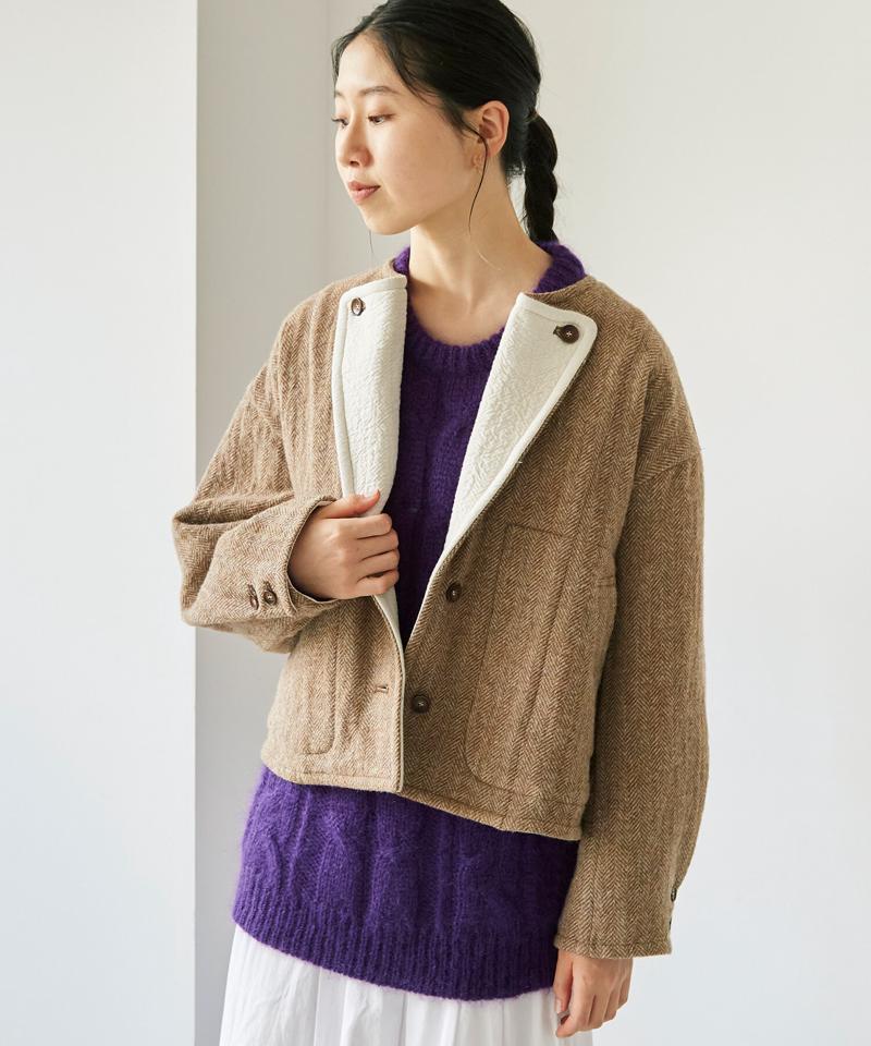 ●〇へリンボンダブルフェイス リバーシブルショートジャケット（cardo fabrica）