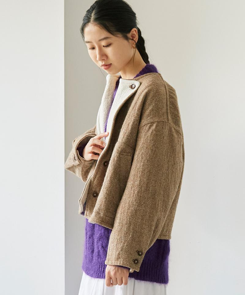 ●〇へリンボンダブルフェイス リバーシブルショートジャケット（cardo fabrica）