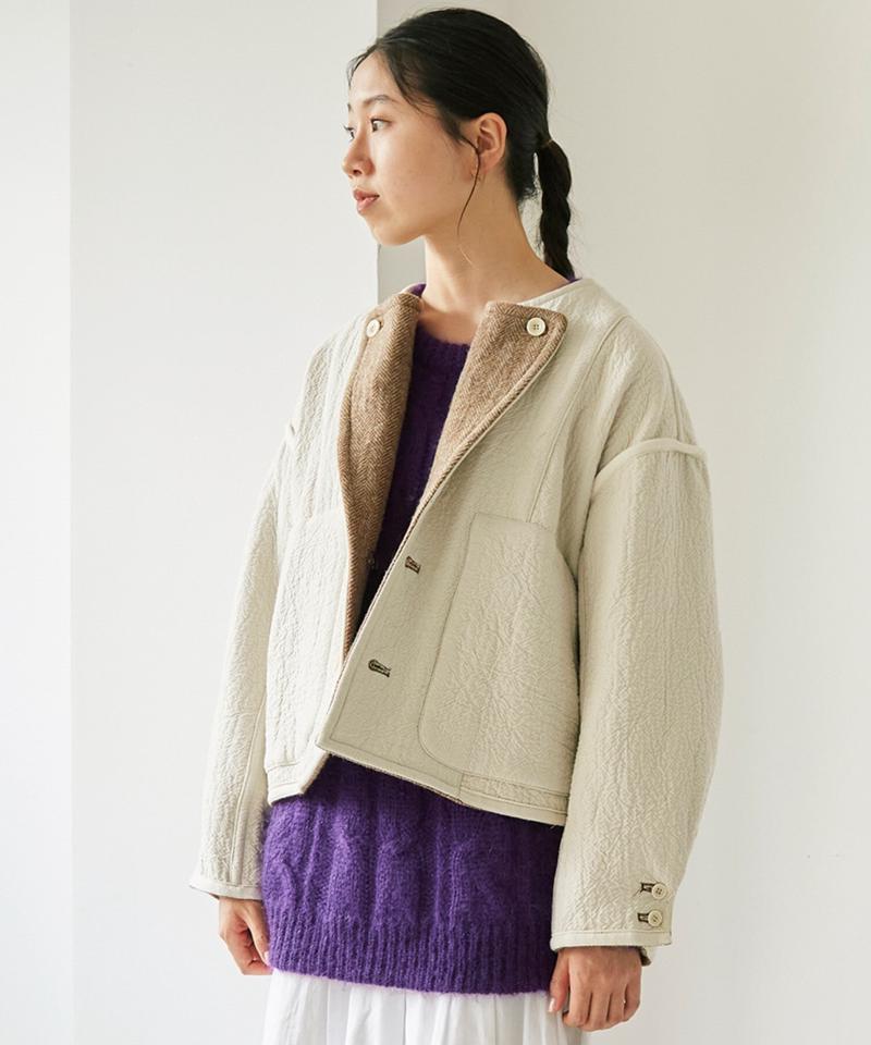 ●〇へリンボンダブルフェイス リバーシブルショートジャケット（cardo fabrica）