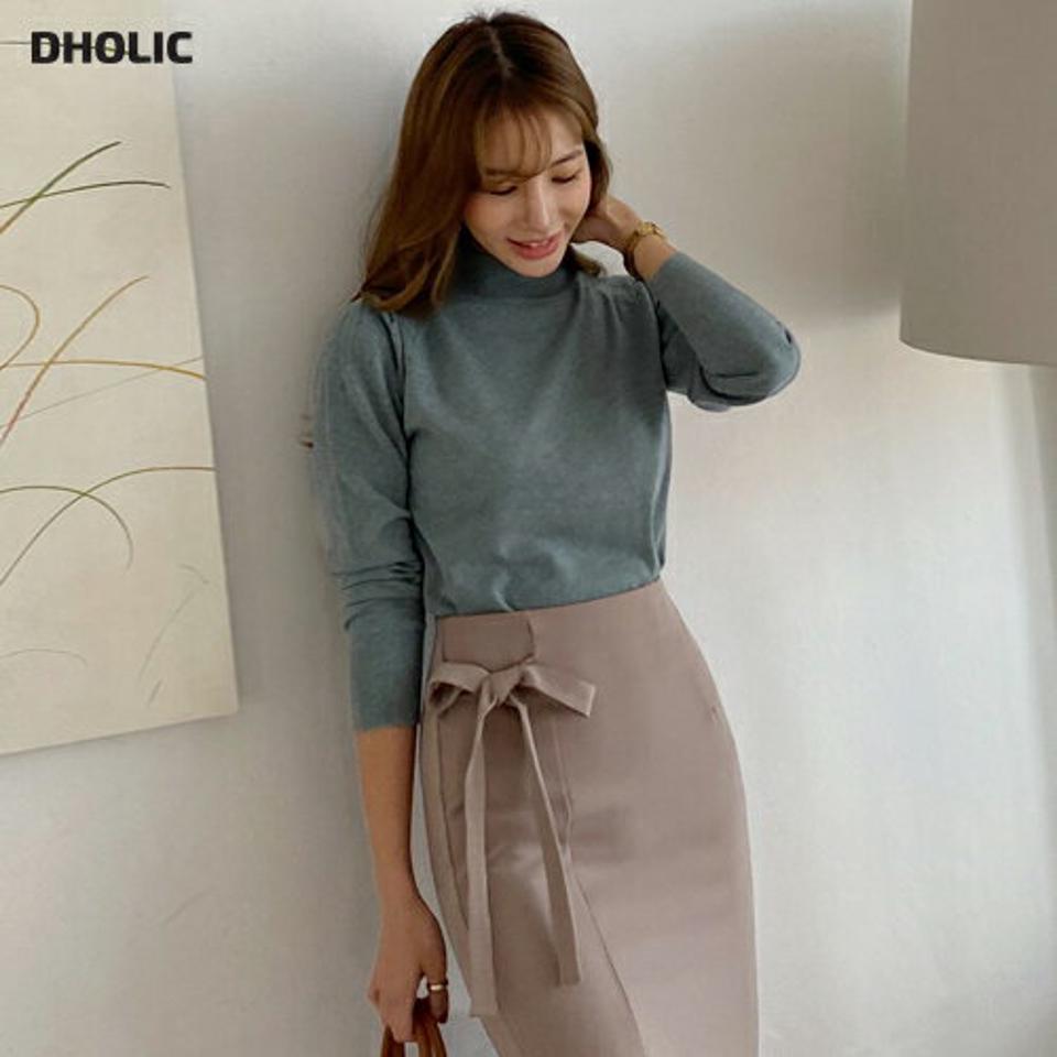 ハイネックパフニット・全5色・b00046 レディース 【tops】 トップス ニット 長袖 年上 ハイネック あたたかい パフ ギャザー ユニーク やわらかい 上品 冬 春 秋 韓国ファッション ハイホリHIHOLLI