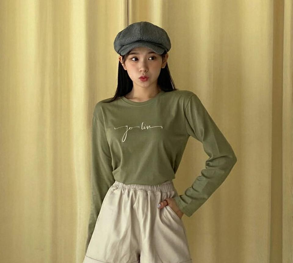 レタリングロングスリーブTシャツ・全4色・t00924 レディース 【tops】韓国ファッション トップス Tシャツ 長袖 ラウンドネック レタリング ロングスリーブ フェミニン 体型カバー シンプル ガーリー カジュアル ゆったり 楽ちん 春 秋 NIJU