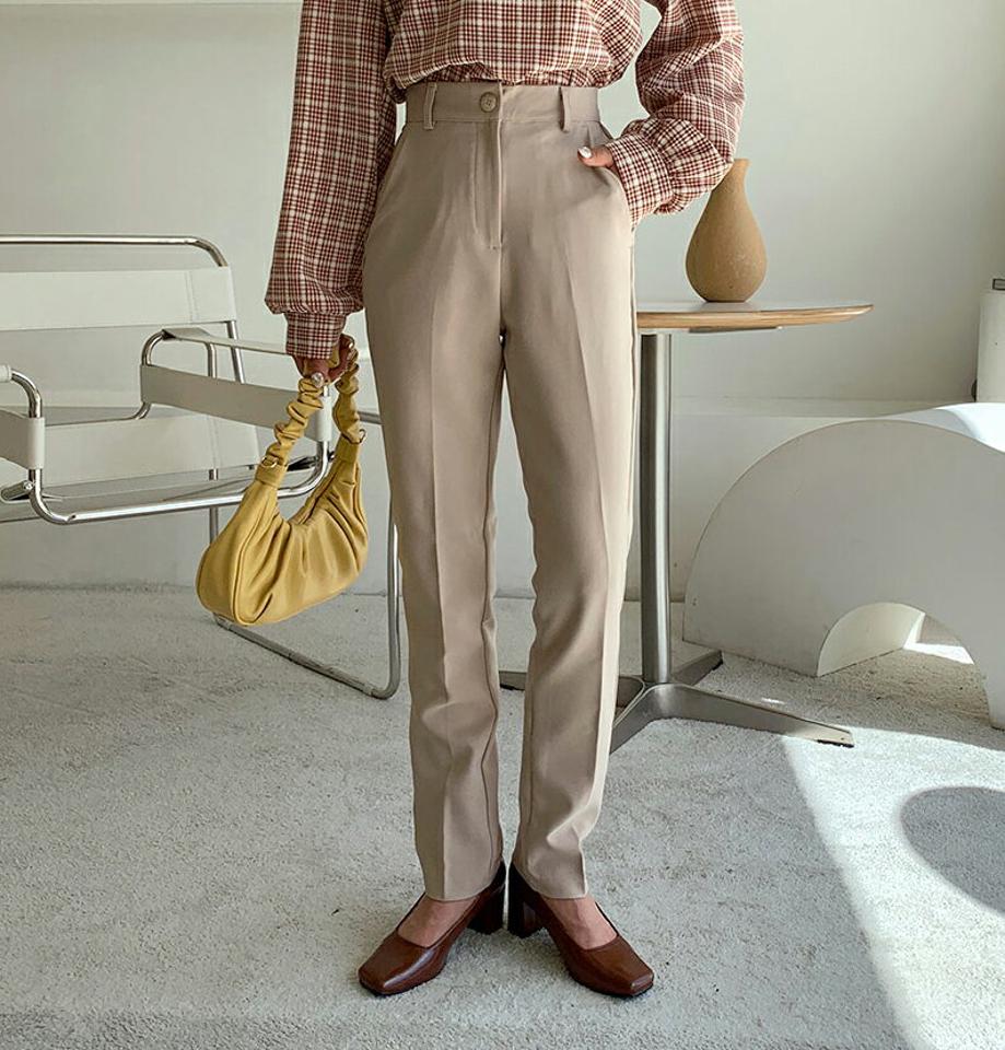 9分丈スリムスラックス・全2色・t00944 レディース 【pt】韓国ファッション ボトムス パンツ ロング ロングパンツ スラックスパンツ スラックス スリム ベーシック ハイウエスト 9分丈 足長 細身 着痩せ シンプル 春 秋 NIJU