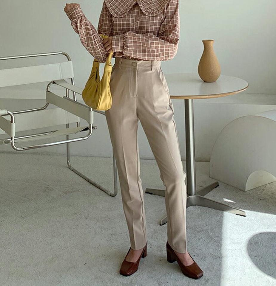 9分丈スリムスラックス・全2色・t00944 レディース 【pt】韓国ファッション ボトムス パンツ ロング ロングパンツ スラックスパンツ スラックス スリム ベーシック ハイウエスト 9分丈 足長 細身 着痩せ シンプル 春 秋 NIJU