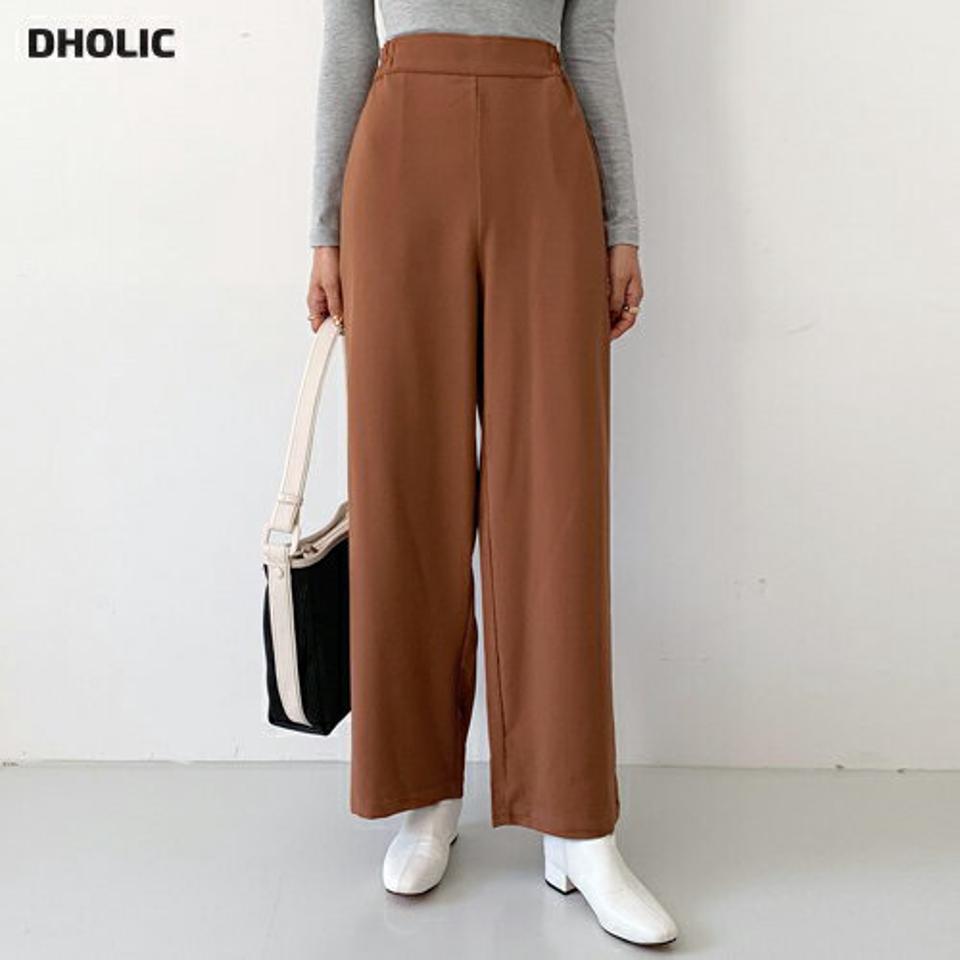 ウエストゴムワイドスラックス・全2色・b65983 レディース 【pt】韓国ファッション ボトムス ロング ロングパンツ スラックスパンツ スラックス ゴム ワイド 無地 体型カバー カジュアル デイリー 足長 美脚 フェミニン 秋 春