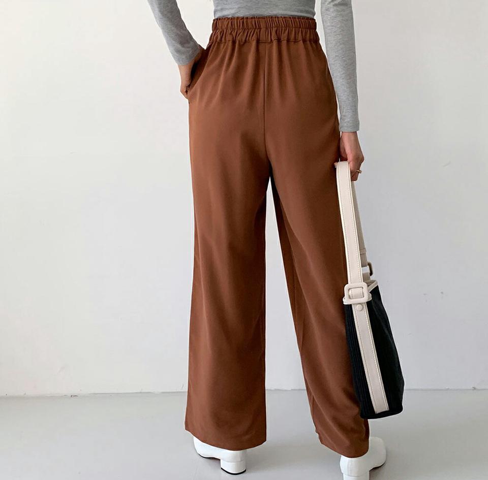 ウエストゴムワイドスラックス・全2色・b65983 レディース 【pt】韓国ファッション ボトムス ロング ロングパンツ スラックスパンツ スラックス ゴム ワイド 無地 体型カバー カジュアル デイリー 足長 美脚 フェミニン 秋 春