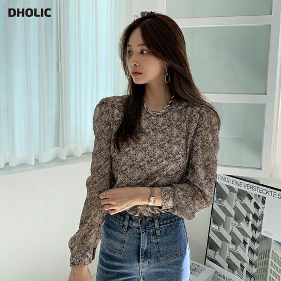 ペイズリーシフォンフラワーブラウス・全3色・70281 レディース 【bl】 トップス ブラウス 長袖 シフォン ペイズリー 花柄 ビンテージ パターン ラウンドネック 大人 ユニーク フェミニン 上品 春 秋 韓国 ファッション ハイホリHIHOLLI