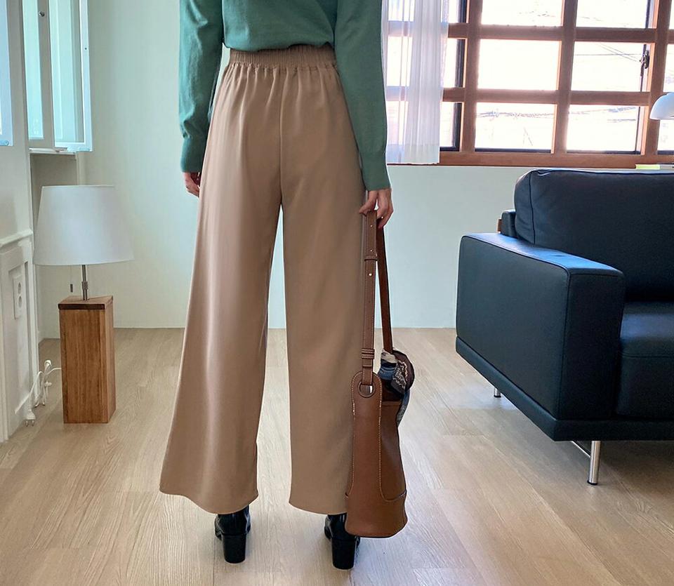 レイヤードワイドパンツ・全2色・b70205 レディース 【pt】 ボトムス ロング ロングパンツ ピンタック ラップ風 ベーシック 体型カバー 足長 着痩せ スリム カジュアル ワイド 春 秋 韓国ファッション ハイホリHIHOLLI