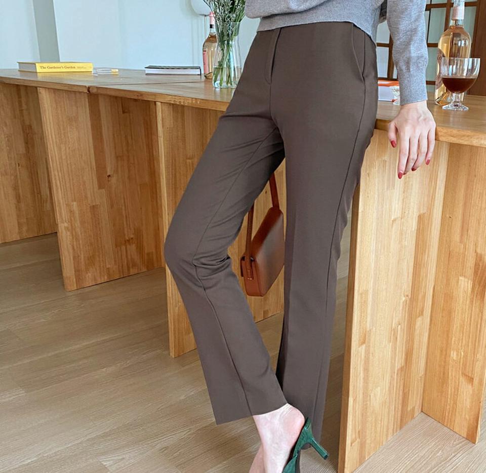 ツーポケットスラックス・全3色・b70204 レディース 【pt】 ボトムス ロング ロングパンツ スラックス スリット ベーシック 足長 着痩せ スリム オフィスカジュアル 春 秋 韓国ファッション ハイホリHIHOLLI