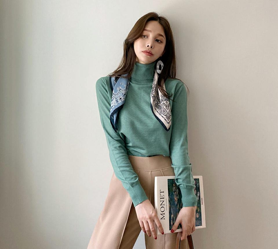 タートルネックニット・全8色・b70224 レディース 【tops】 トップス 長袖 タートルネック あたたかい ユニーク やわらかい 大人 細身 カラーニット 上品 ベーシック 冬 秋 韓国ファッション ハイホリHIHOLLI 年上