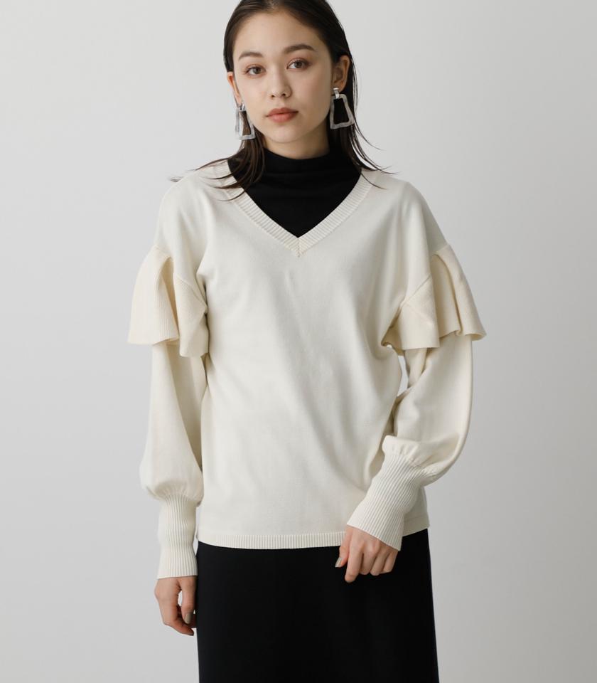 2WAY RUFFLE KNIT TOPS/2WAYラッフルニットトップス