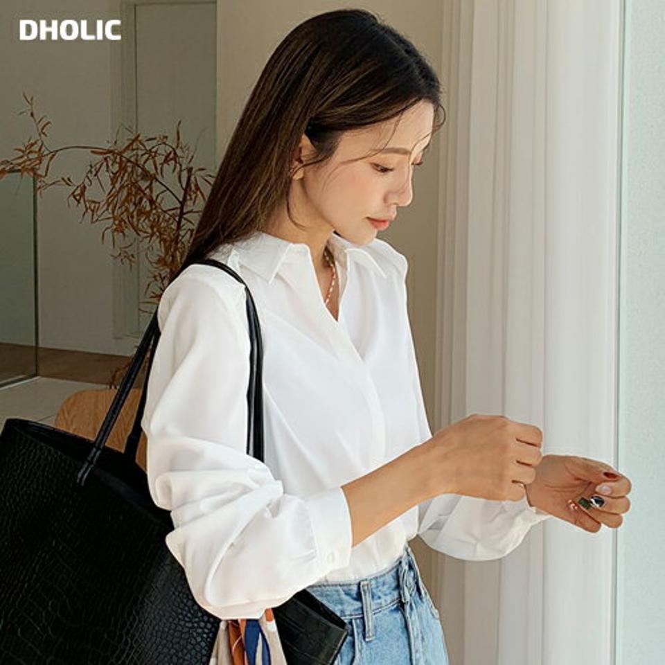 ショルダーディテールシャツブラウス・全4色・b62874 レディース 【bl】韓国ファッション トップス ブラウス 長袖 カラーネック 大人 ショルダー ディテール シャツブラウス 上品 ボタン シンプル フェミニン カジュアル ガーリー 秋 春