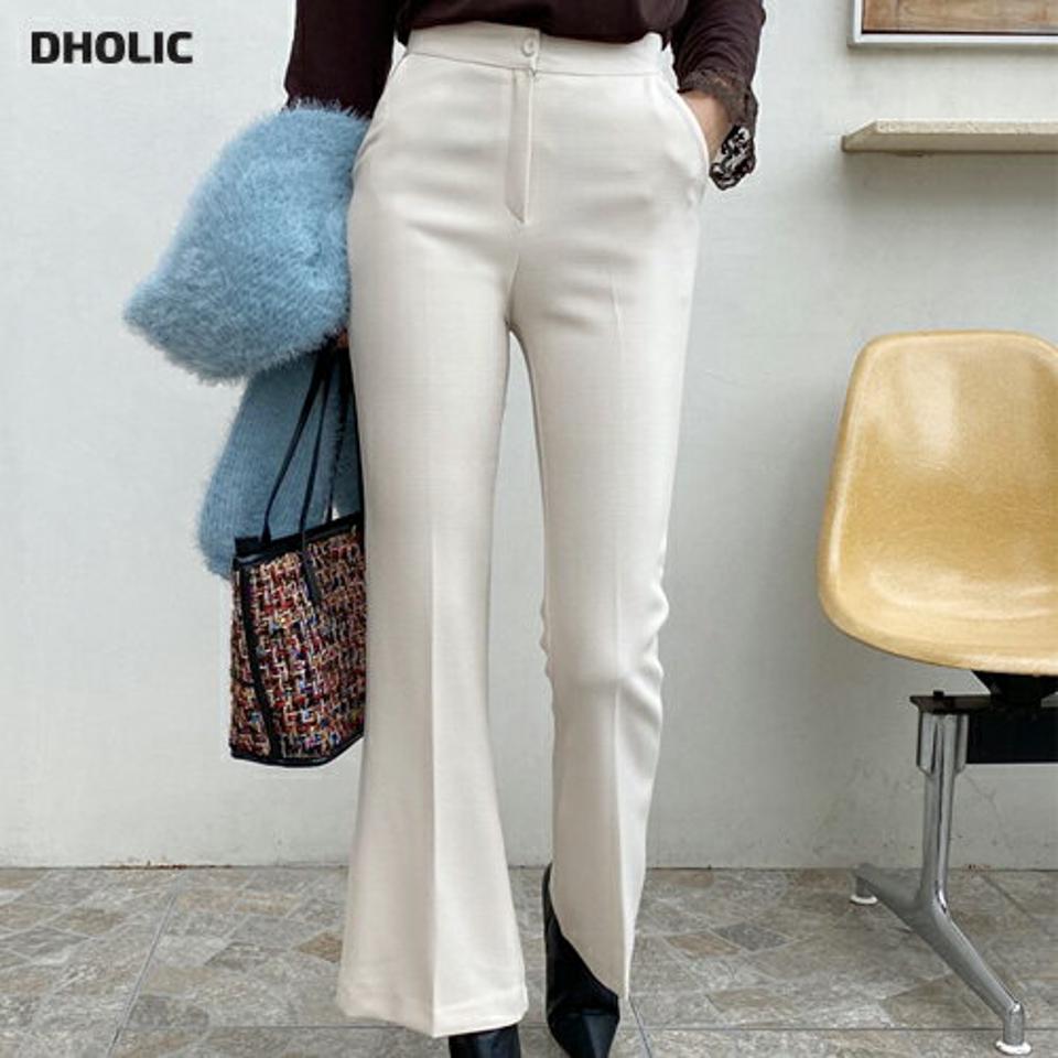 即日配送 スリムフレアスラックスパンツ・全4色・t70263 レディース 【pt】 ボトムス ロング ロングパンツ スラックス フレア ベーシック スリム フィット タイト 体型カバー 足長 着痩せ カジュアル 春 秋 韓国ファッション ハイホリHIHOLLI