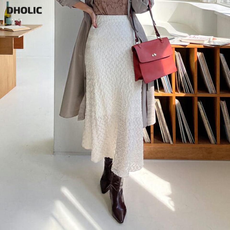 リンクルフレアスカート・全2色・t00386 レディース 【sk】 ボトムス スカート ロング ロングスカート Hライン リンクル フィット シワ スリム 大人 カジュアル 上品 フェミニン 細身 タイト 春 秋 韓国ファッション ハイホリHIHOLLI