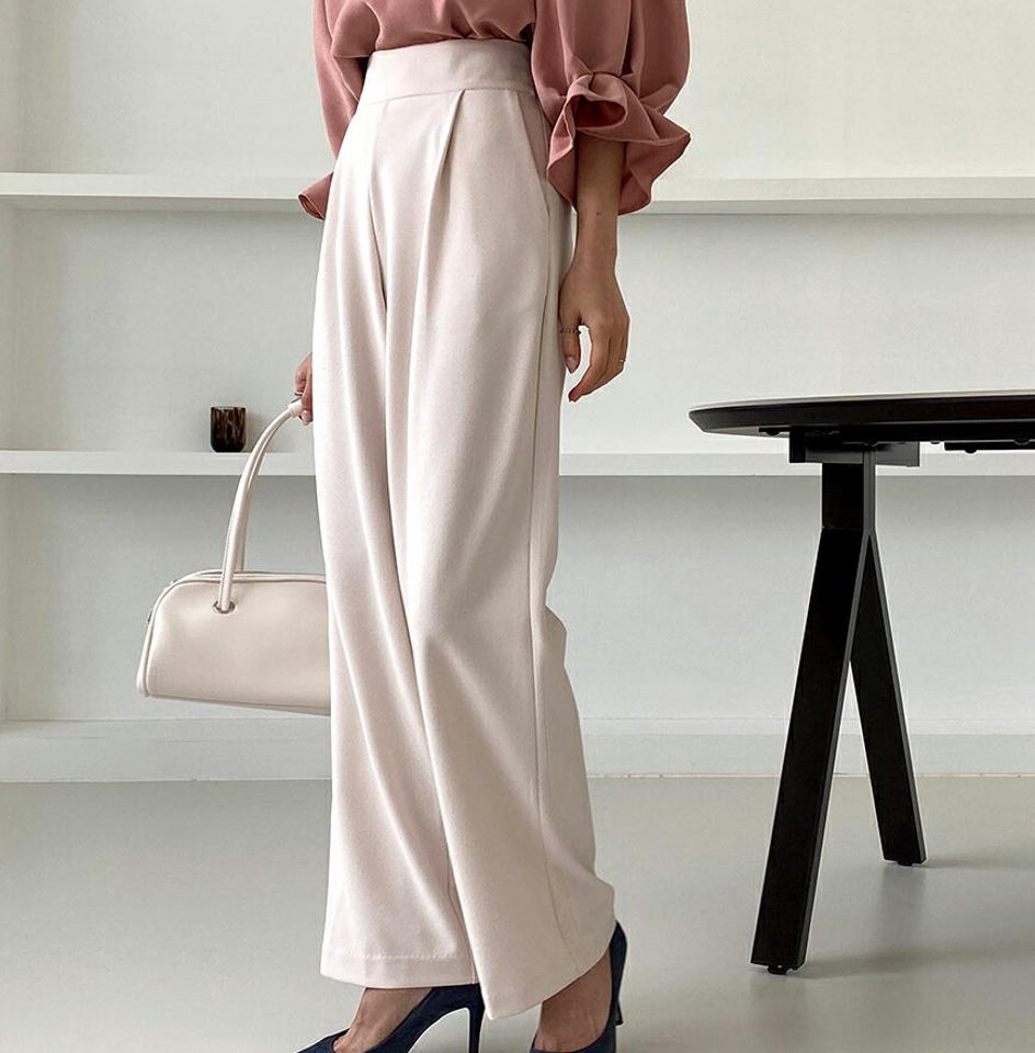 サイドジップワイドスラックス・全3色・b58222 レディース 【pt】韓国ファッション ボトムス ロング ロングパンツ スラックスパンツ スラックス サイドジップ ワイド ベーシック 無地 体型カバー カジュアル デイリー 足長 美脚 フェミニン 秋 春