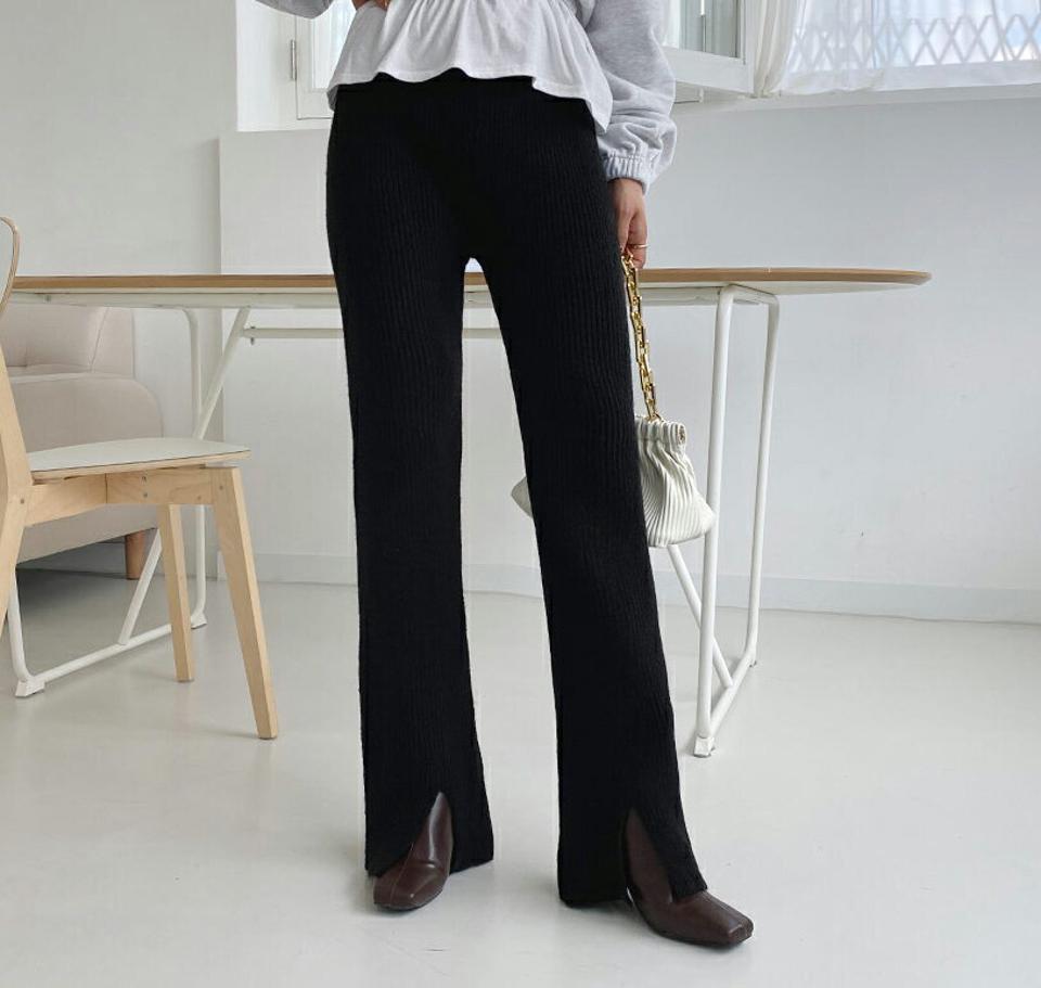 スリムニットパンツ・全3色・t58205 レディース 【pt】韓国ファッション ボトムス ロング ロングパンツ スリム ニットパンツ スリム ストレート 無地 ロング丈 年上 大人 体型もカバー デイリー 美脚 足長 シンプル 秋 春