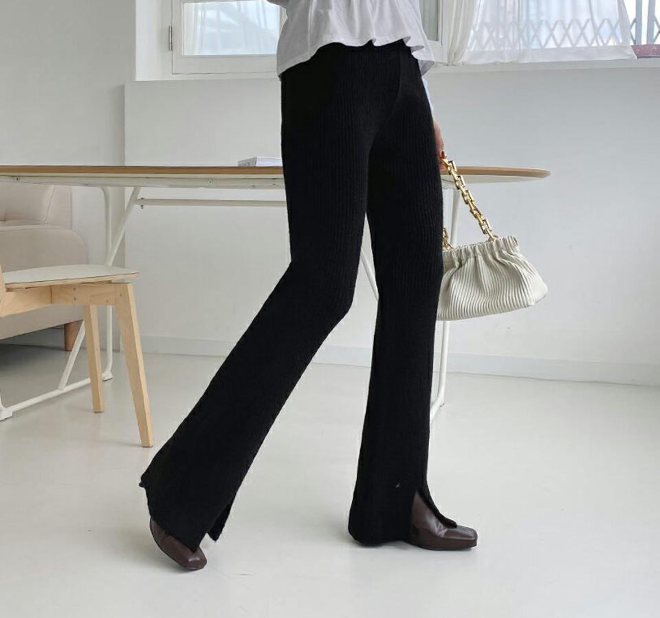 スリムニットパンツ・全3色・t58205 レディース 【pt】韓国ファッション ボトムス ロング ロングパンツ スリム ニットパンツ スリム ストレート 無地 ロング丈 年上 大人 体型もカバー デイリー 美脚 足長 シンプル 秋 春