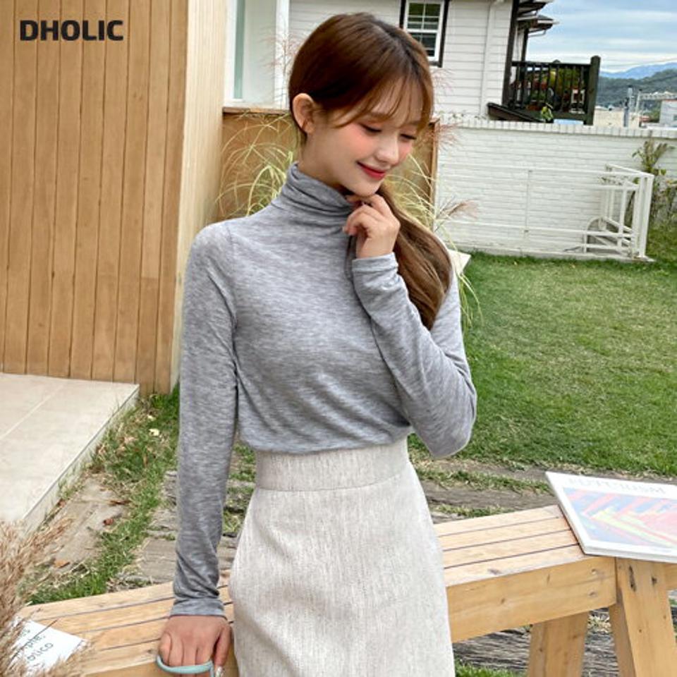 即日配送 タートルネックスリムTシャツ・全4色・t00989 レディース 【tops】韓国ファッション トップス Tシャツ 長袖 タートルネック スリム フェミニン 体型カバー シンプル ガーリー カジュアル ベーシック 無地 春 秋 NIJU