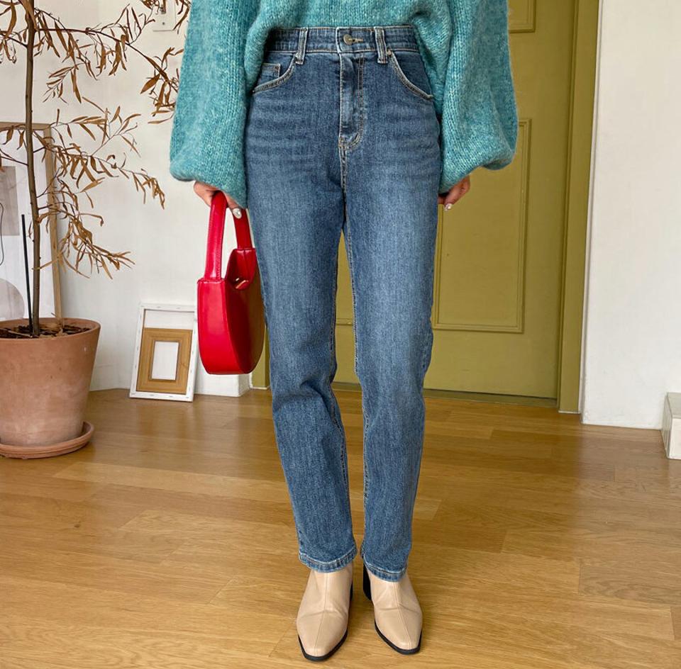 即日配送 シークレットゴムストレートデニムパンツ・全1色・t01015 レディース 【pt】韓国ファッション ボトムス パンツ ロング ロングパンツ デニムパンツ デニム シークレットゴム ストレート 美脚 ポケット 細身 足長 体型カバー 春 秋 NIJU