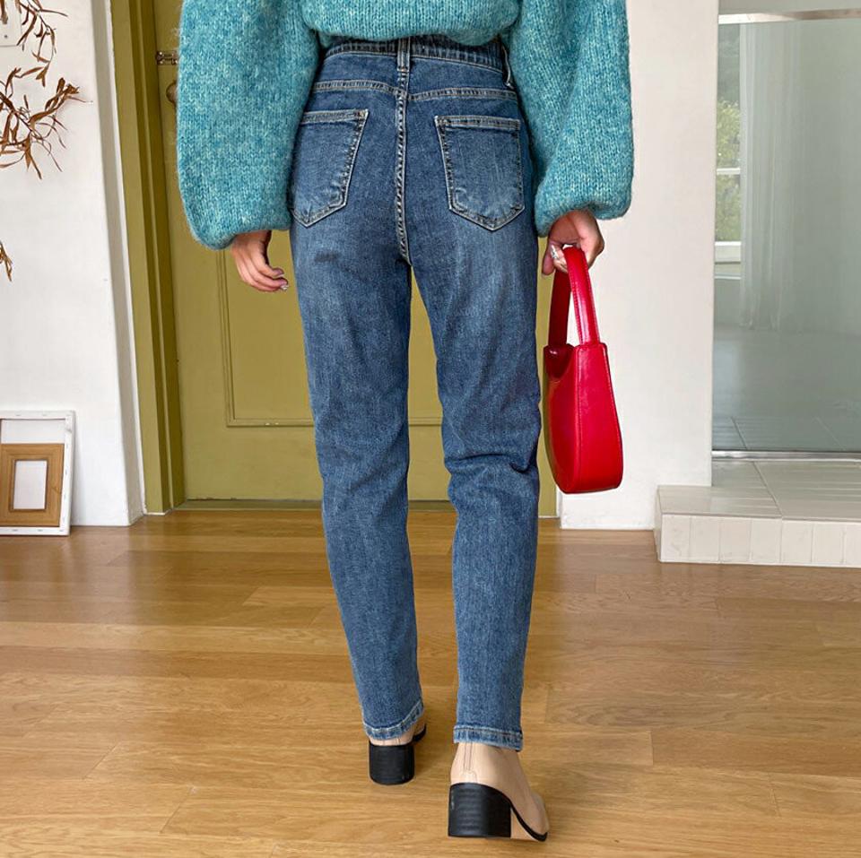 即日配送 シークレットゴムストレートデニムパンツ・全1色・t01015 レディース 【pt】韓国ファッション ボトムス パンツ ロング ロングパンツ デニムパンツ デニム シークレットゴム ストレート 美脚 ポケット 細身 足長 体型カバー 春 秋 NIJU