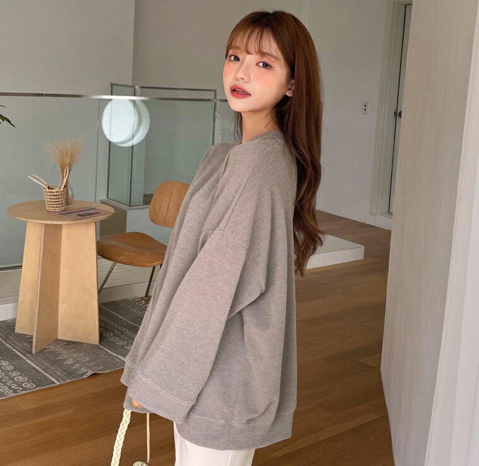 ラウンドネックステッチラインニット・全4色・b00996 レディース 【tops】韓国ファッション トップス ニット 長袖 ラウンドネック ステッチ カジュアル ルーズ ロング丈 フェミニン シンプル デイリー 無地 春 秋 NIJU