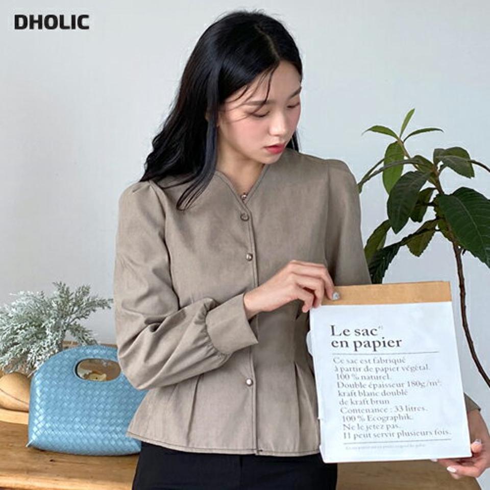 ピンタックバックリボンブラウス・全3色・t01027 レディース 【bl】韓国ファッション トップス ブラウス 長袖 Vネック ピンタック リボン シンプル 配色 無地 フェミニン スリム 上品 体型カバー 細身 ガーリー 春 秋 NIJU