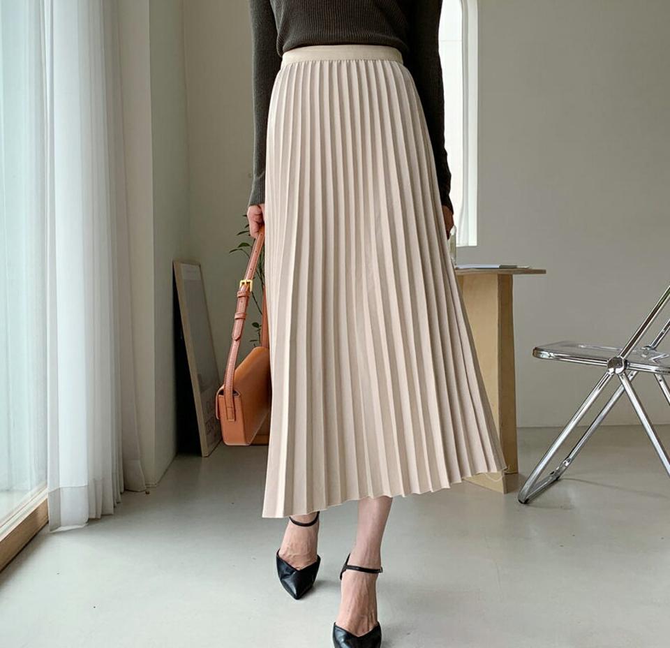 ≪人気商品再入荷≫プリーツロングスカート・全4色・b65084 レディース 【sk】韓国ファッション ボトムス スカート ロング プリーツ Aライン ウール混紡 ロング丈 大人 フェミニン デイリー 無地 ベーシック 細身 足長 体型カバー 秋 冬246