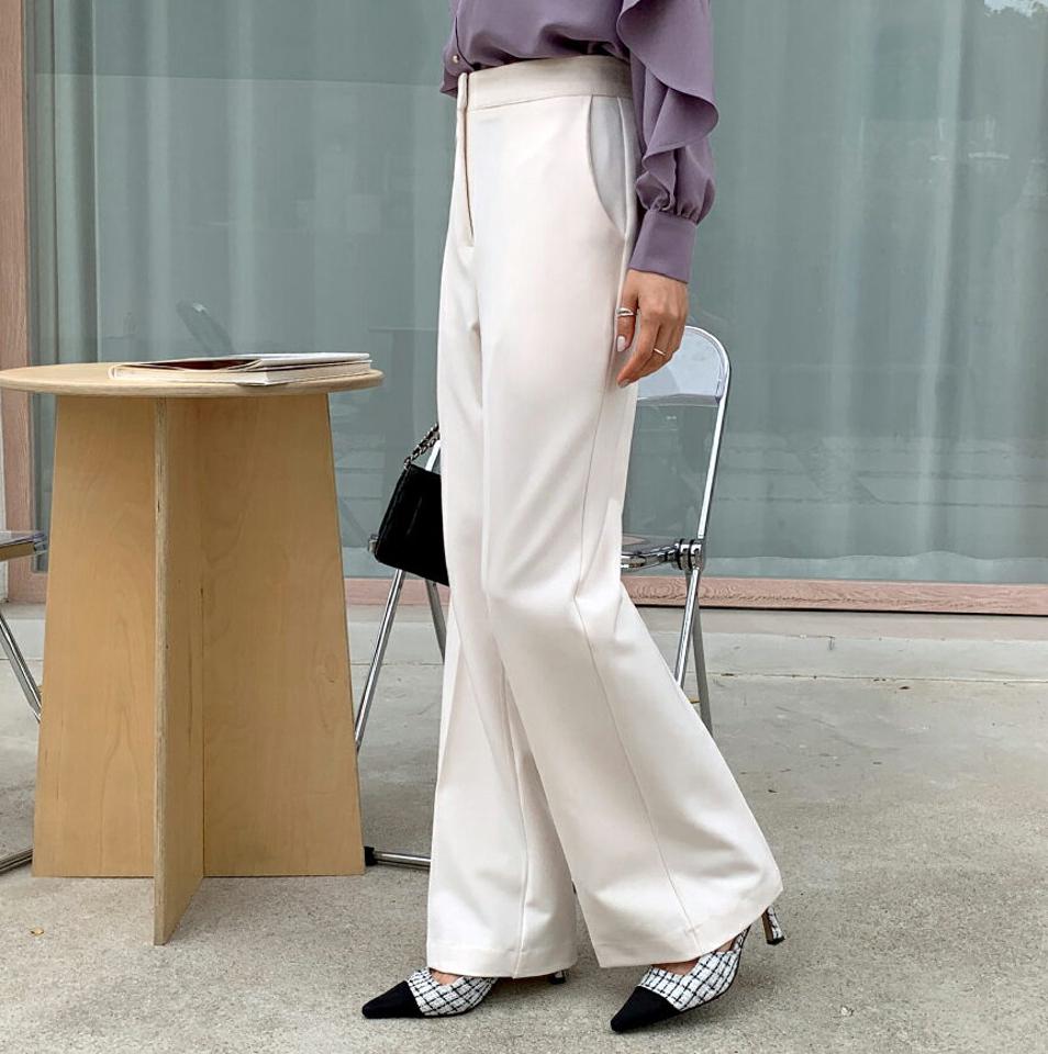 ハイウエストストレートスラックス・全3色・t65087 レディース 【pt】韓国ファッション ボトムス ロング ロングパンツ スラックスパンツ スラックス ハイウエスト ストレート 無地 ベーシック シンプル 体型カバー 足長 美脚 フェミニン 秋 春