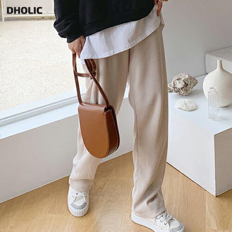 ウール混ワイドパンツ・全6色・a65088 レディース 【pt】韓国ファッション ボトムス ロング ロングパンツ ウール混 ワイドパンツ 無地 ベーシック シンプル 体型カバー ゴム カジュアル デイリー 足長 美脚 フェミニン 秋 春