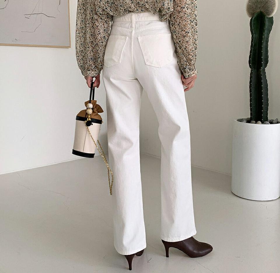 コットンワイドパンツ・全2色・t00100 レディース 【pt】 ボトムス ロング ロングパンツ ワイド コットン スリム ベーシック 体型カバー 足長 着痩せ ストレート カジュアル 春 秋 韓国ファッション ハイホリHIHOLLI